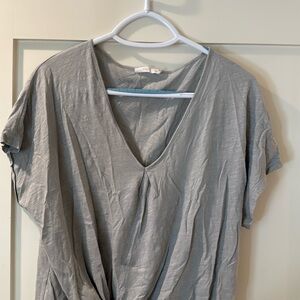 Lush Gray T Shirt with Knot Front